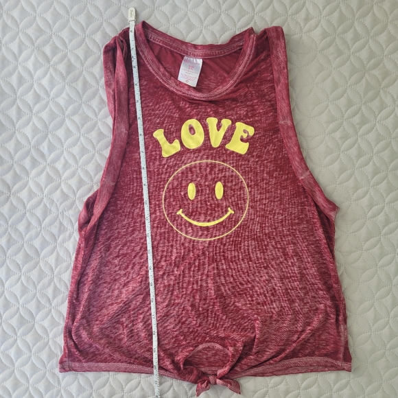 No Boundries Love Smiley Face Tank with Tie Front - Picture 5 of 6